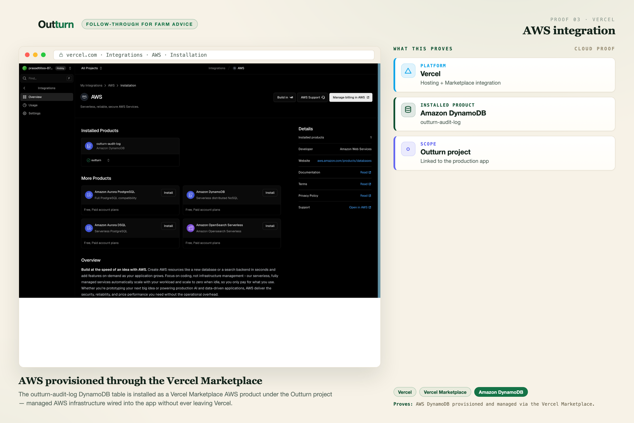 AWS via Vercel Marketplace